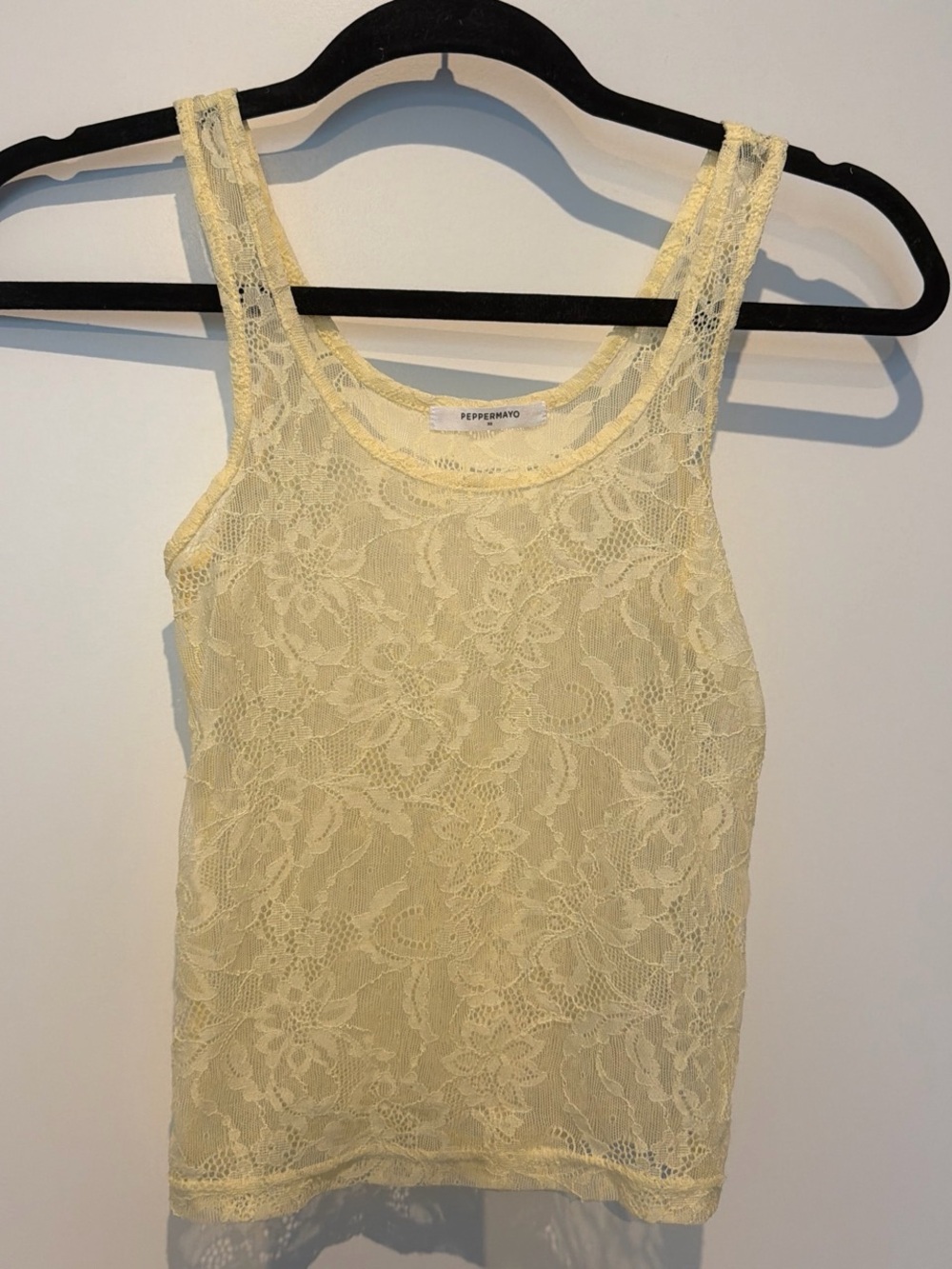 Peppermayo Pale Yellow Lace Camisole Tank